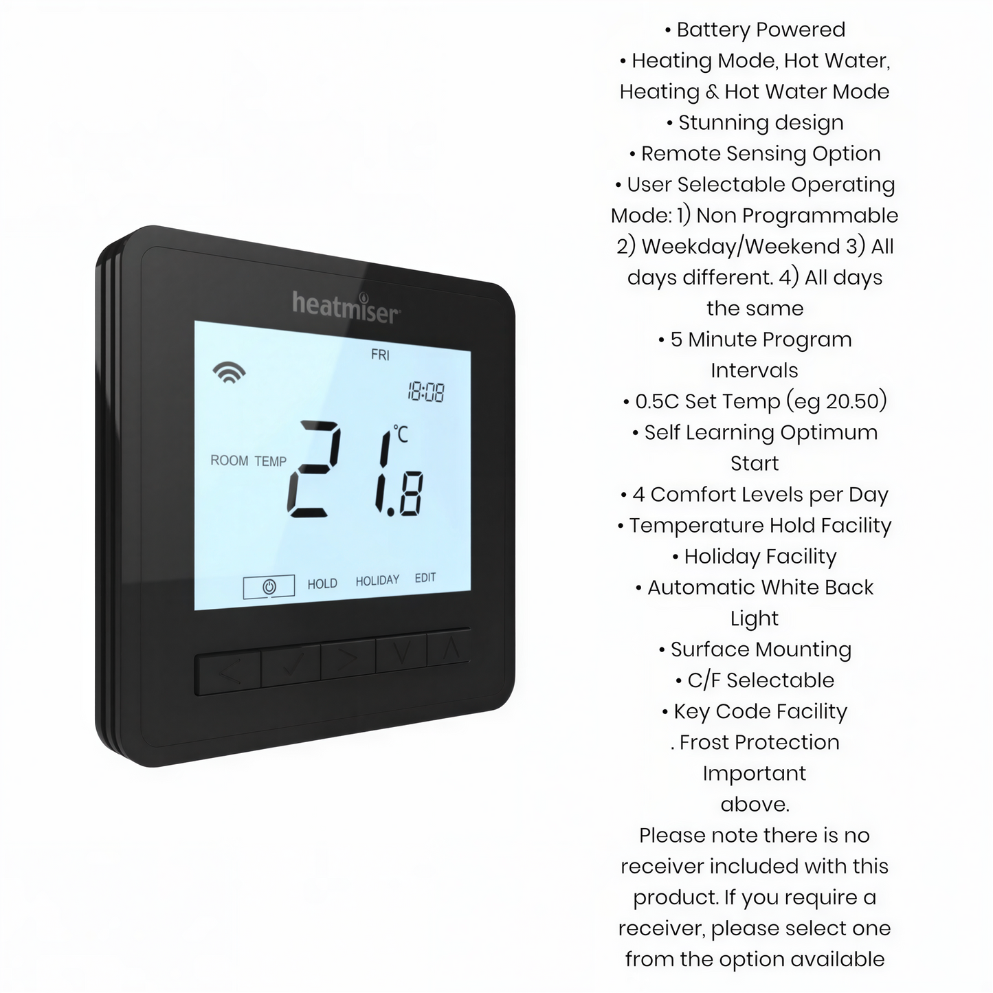 Heatmiser NeoAir V3 Smart Wireless Thermostat (Carbon Black) Heatmiser