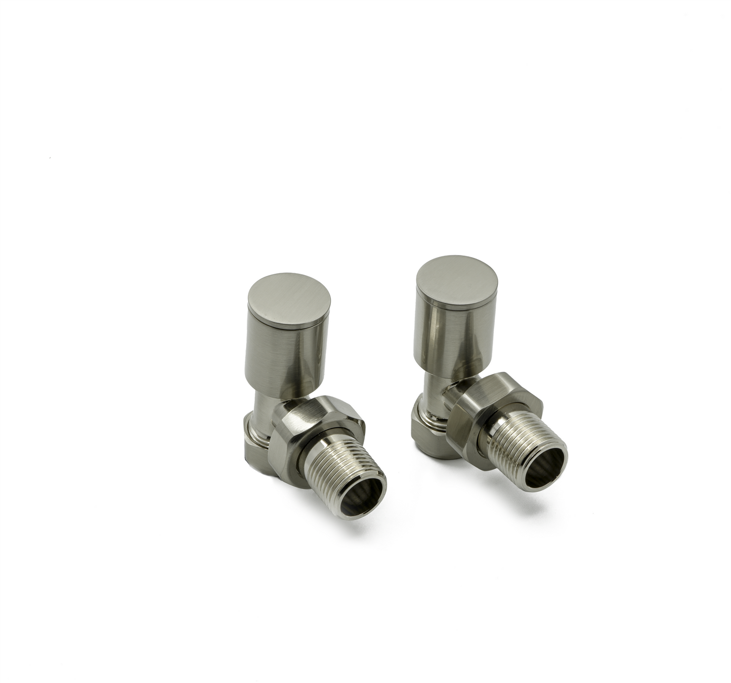 LavaTherm Angled Brushed Radiator Valves Pair 15mm LavaTherm - Side Profile