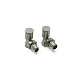 LavaTherm Angled Brushed Radiator Valves Pair 15mm LavaTherm - Side Profile