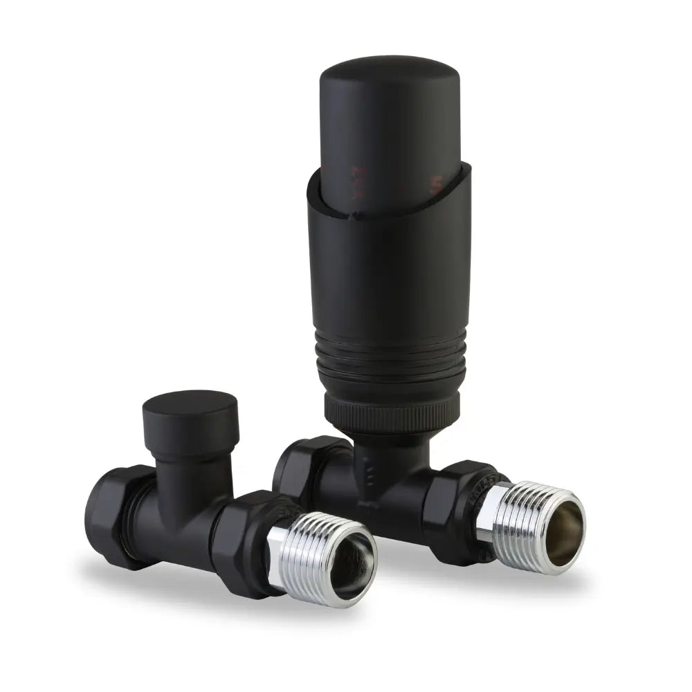 Black Thermostatic Radiator Valve – Straight TRV | LavaTherm