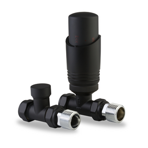 LavaTherm TRV Black Thermostatic Radiator Valve - Straight