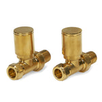 Brushed Brass Radiator Valves 15mm Pair - Straight LavaTherm
