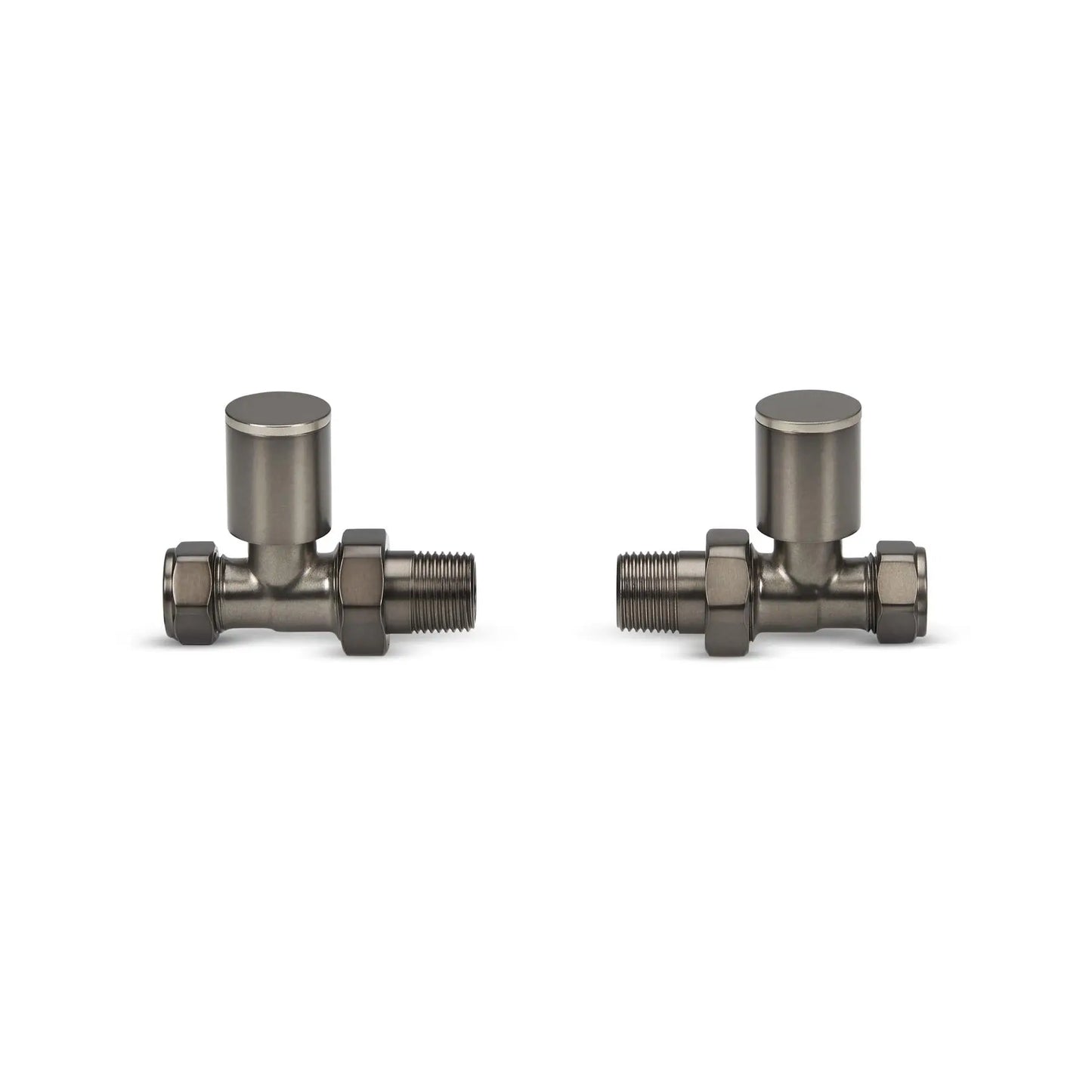 LavaTherm Straight Brushed Gun Metal Radiator Valves Pair 15mm