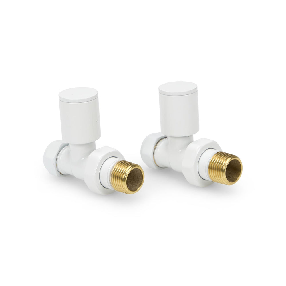 LavaTherm Straight White Radiator Valves Pair 15mm LavaTherm