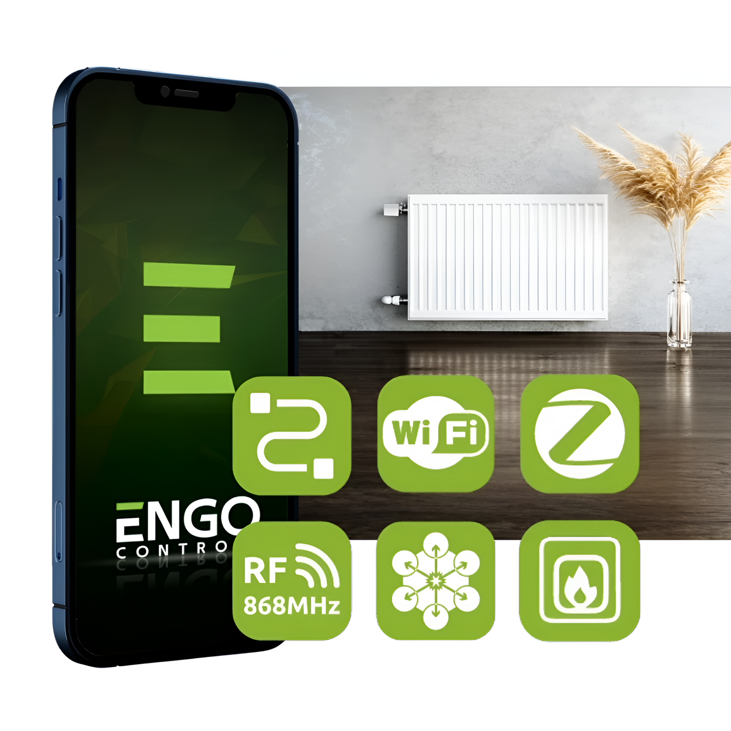 ENGO E40-230B Zigbee Wired Programmable Thermostat - Black ENGO Controls - Top View