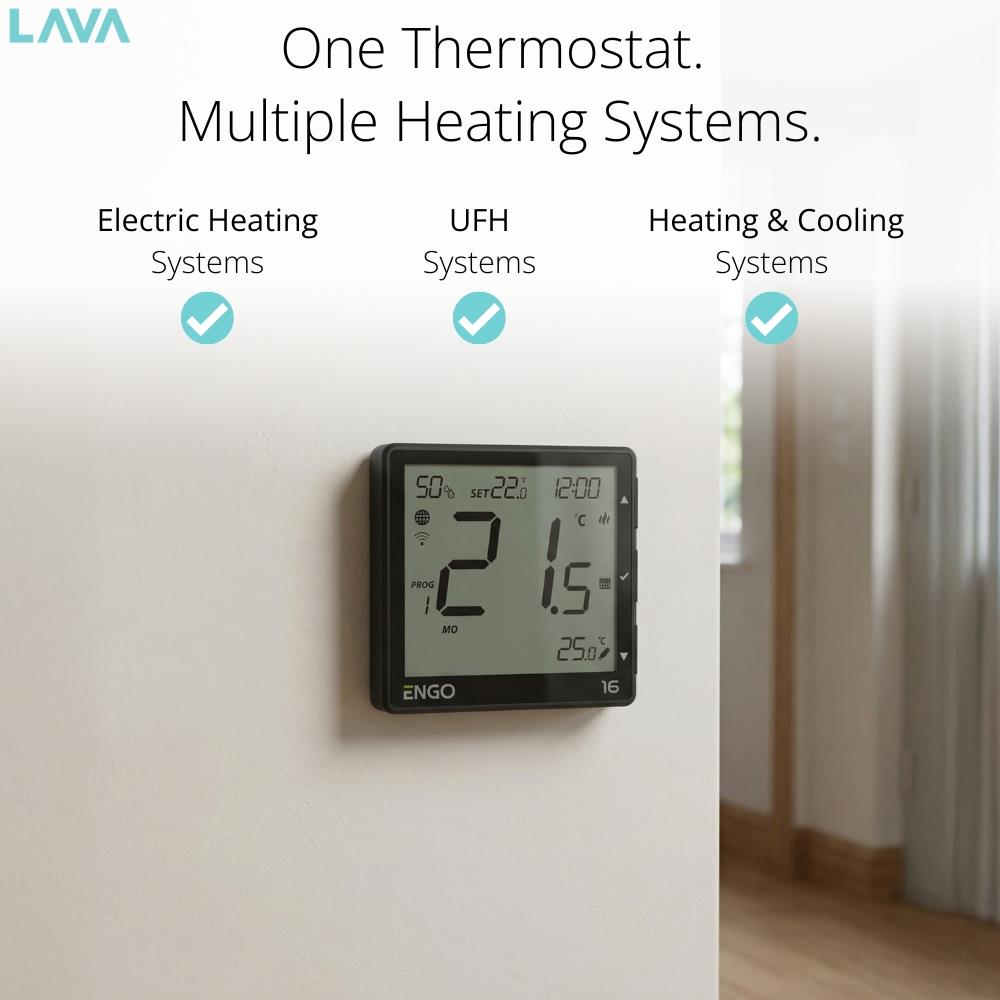 ENGO EONE-16W Wi-Fi Smart Thermostat 16A Relay - Black ENGO - Side Profile