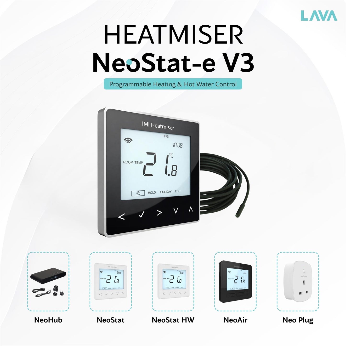 Heatmiser NeoStat-E V3 Electric Heating Thermostat - Black Heatmiser - Product Overview