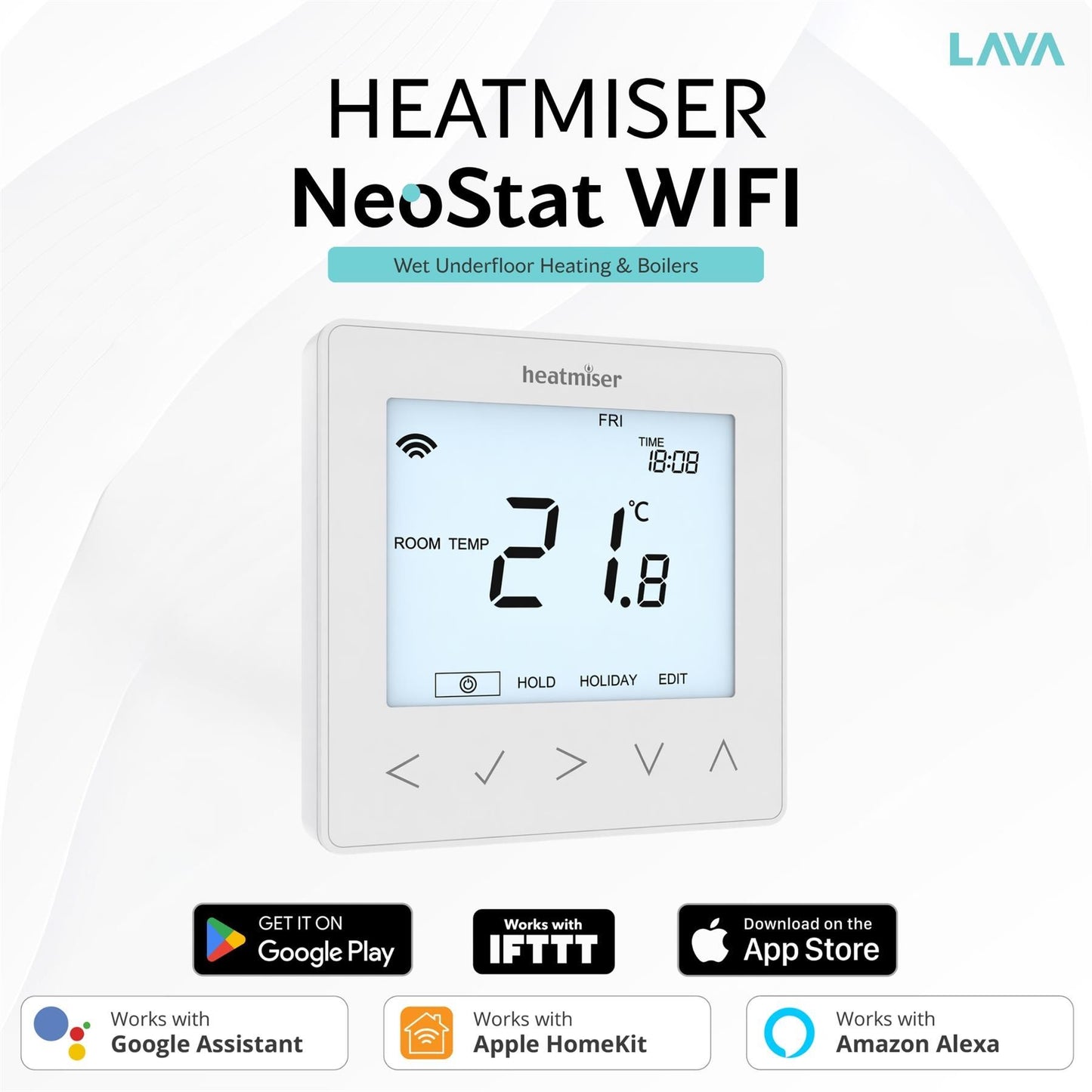 Heatmiser NeoStat WIFI Thermostat - Glacier White Heatmiser