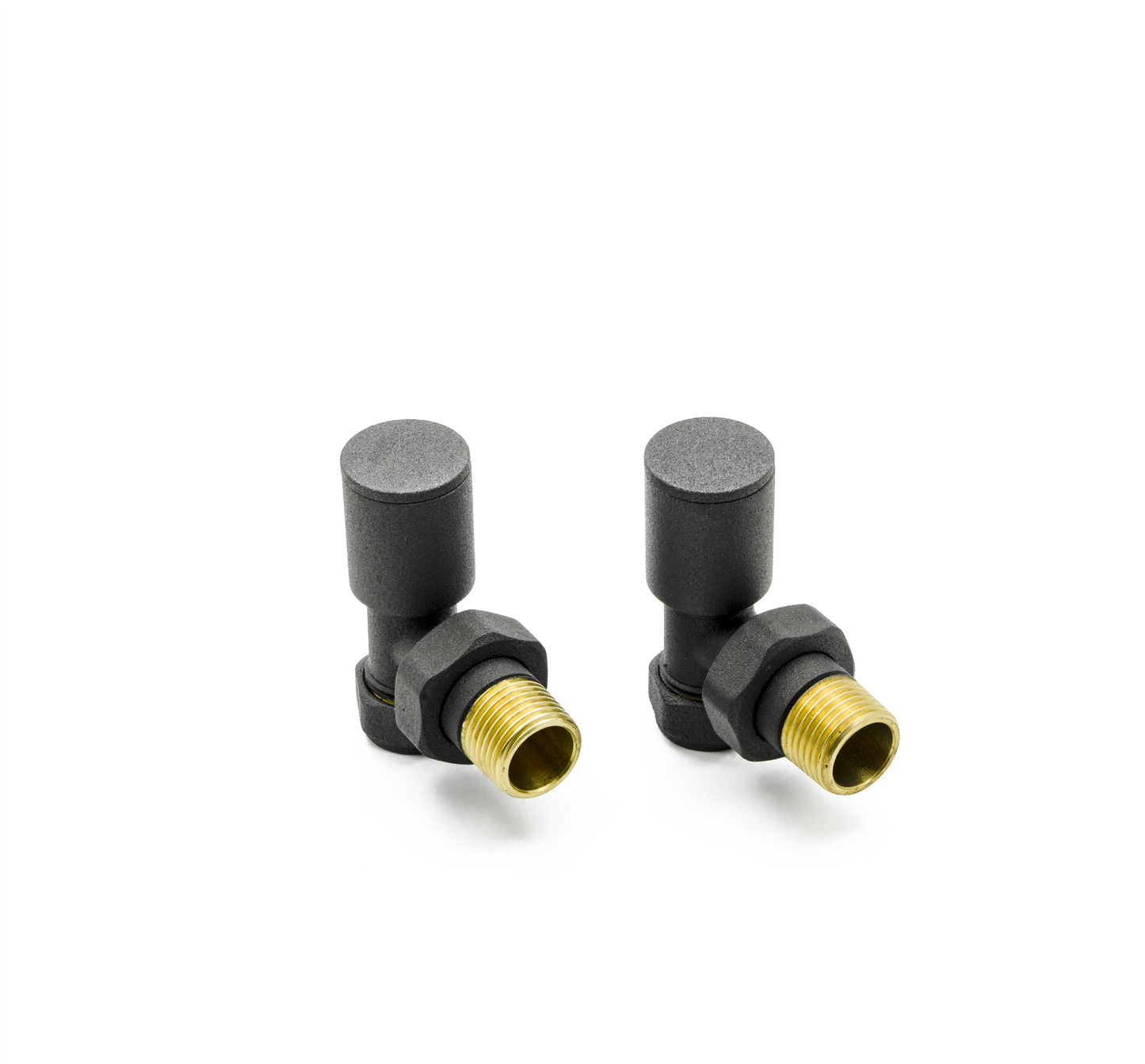 LavaTherm Angled Anthracite Radiator Valves Pair 15mm LavaTherm - Side Profile