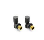 LavaTherm Angled Anthracite Radiator Valves Pair 15mm LavaTherm - Side Profile