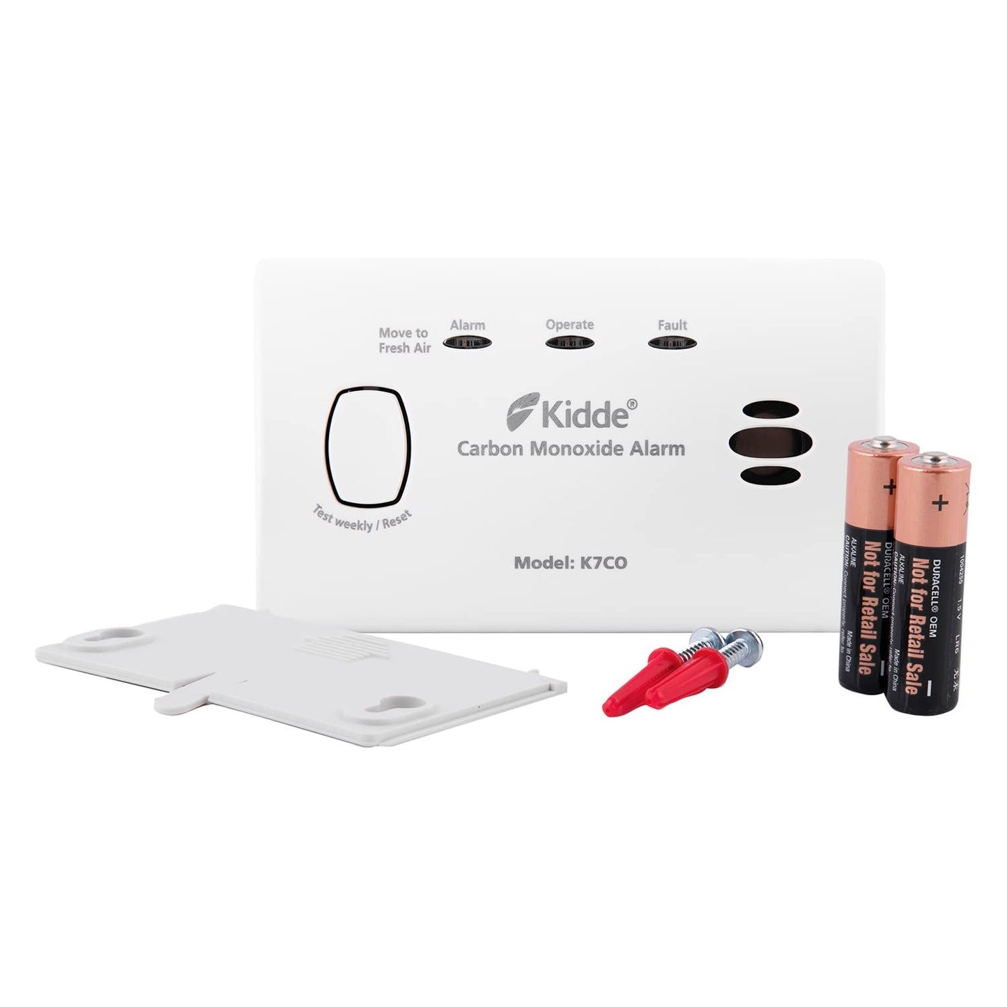 Kidde 7CO 10 Year Life Carbon Monoxide Alarm |AA Battery Powered Kidde - Side Profile