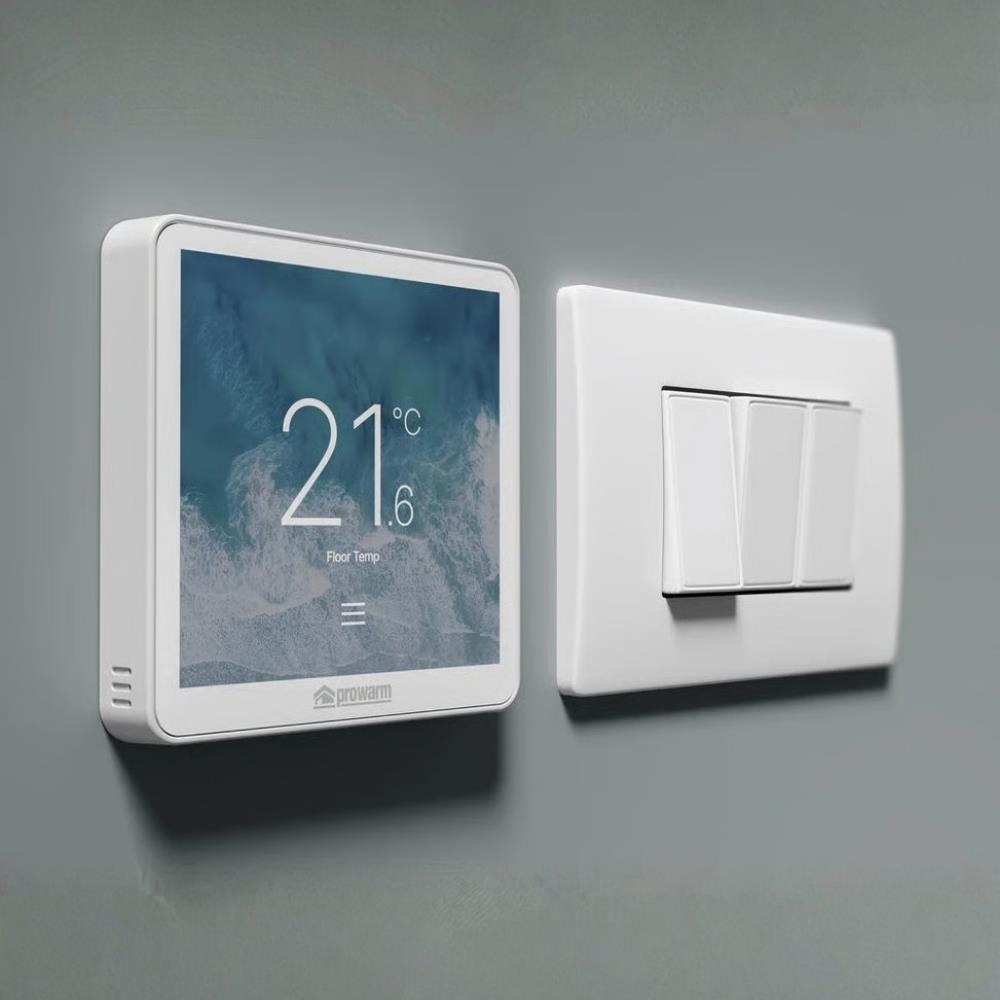 ProWarm IQ ST White Touchscreen WiFi Smart Programmable Thermostat with White Trim ProWarm - Side Profile