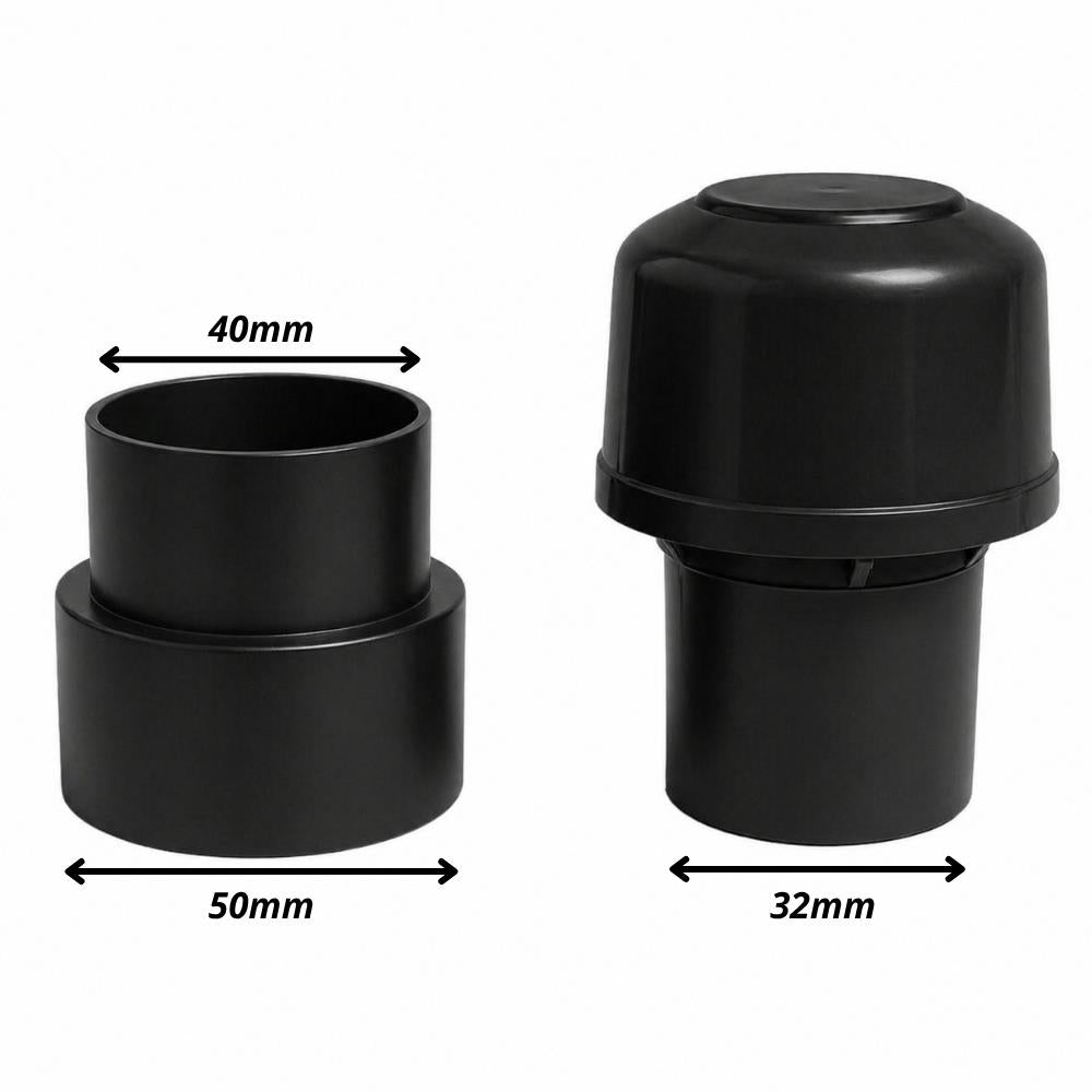 Air Admittance Valve Push Fit Solvent Weld 32mm 40mm 50mm - Black LavaTap