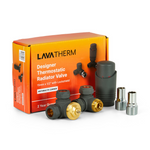 LavaTherm TRV Anthracite Thermostatic Radiator Valve - Corner LavaTherm - Installation View