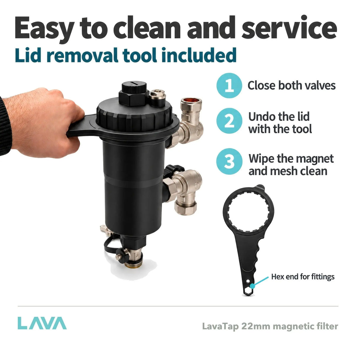 LavaTap 22mm Magnetic Boiler Filter with Isolating Valves LavaTap