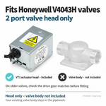 VT1 2-port valve actuator head, a direct replacement for Honeywell V4043H. Fits the existing valve body – close-up