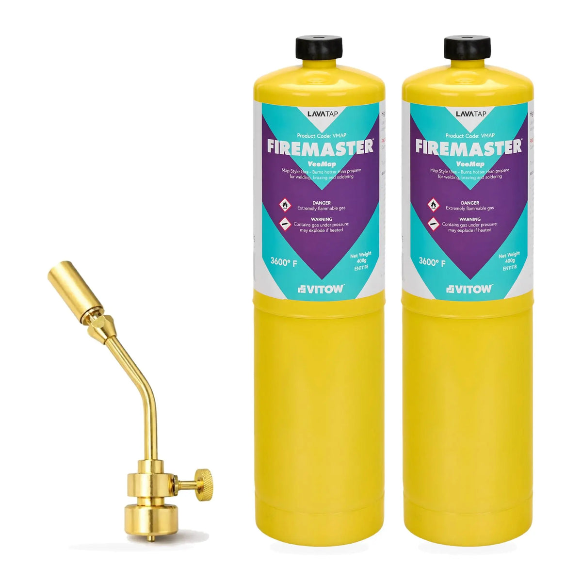 Profire Blow Torch Kit with 2 x 400g Mapp Gas Cylinders LavaTap