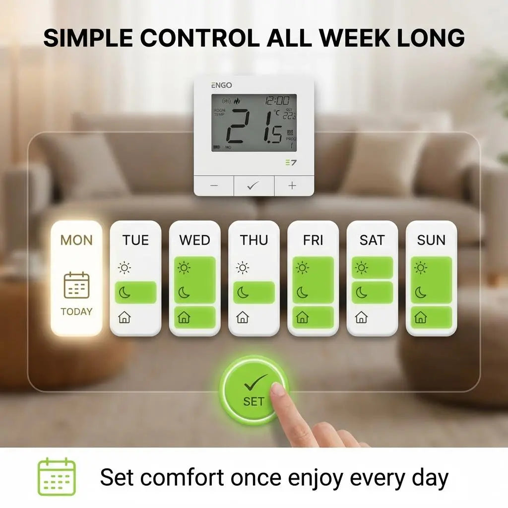 ENGO E7-RFW Wireless Thermostat - White ENGO Controls