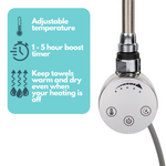 Dual Fuel Kit Thermostatic 600W Towel Rail Heating Element - Chrome Lava Wholesale - Close Up Detail