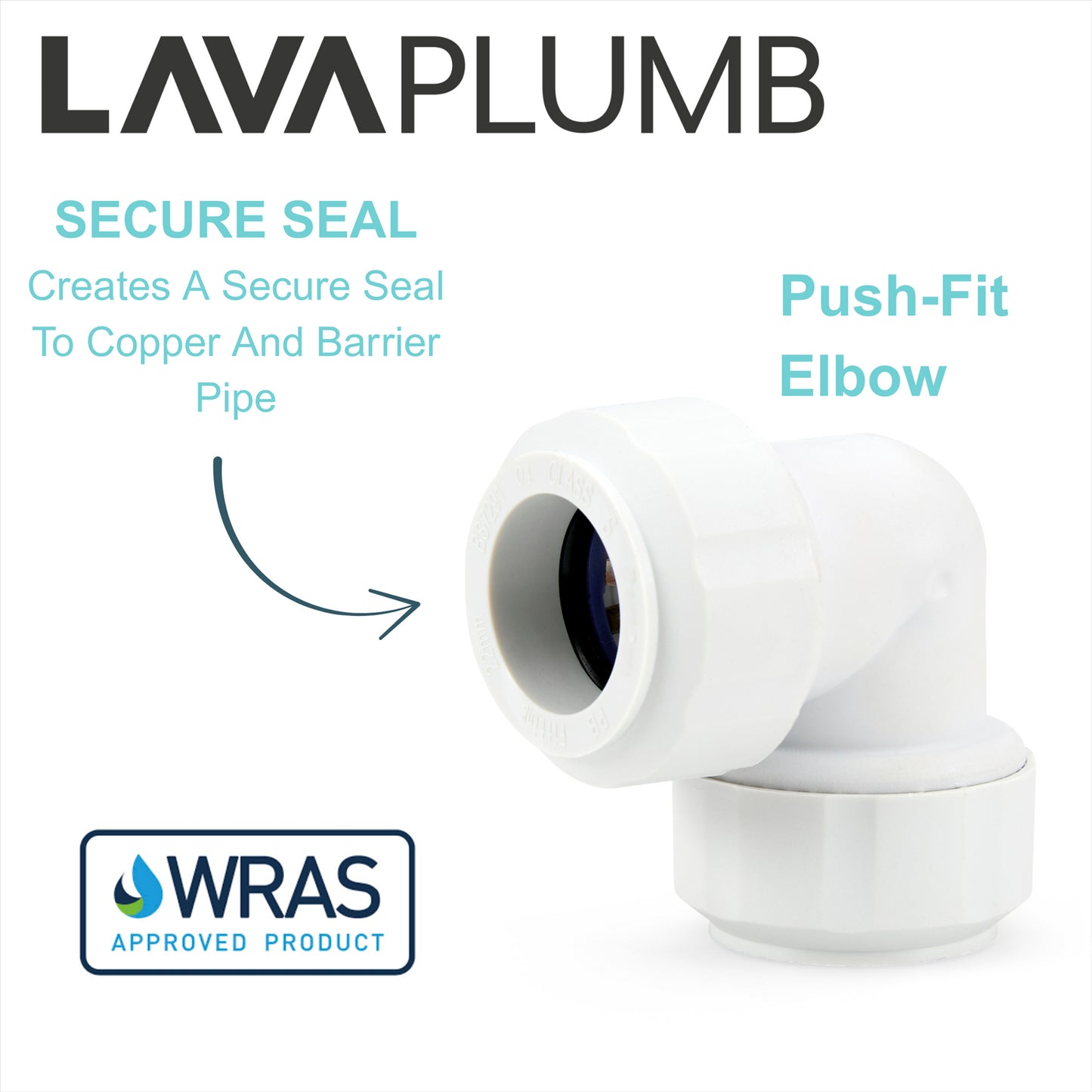 LavaPlumb 15mm Pushfit Elbow White 10 Pack