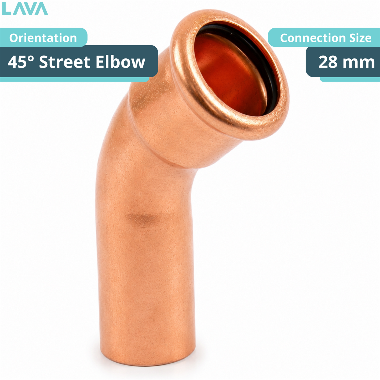 LavaPlumb Copper Pressfit 45 Degree Street Elbow - 28mm - 5 Pack LavaPlumb