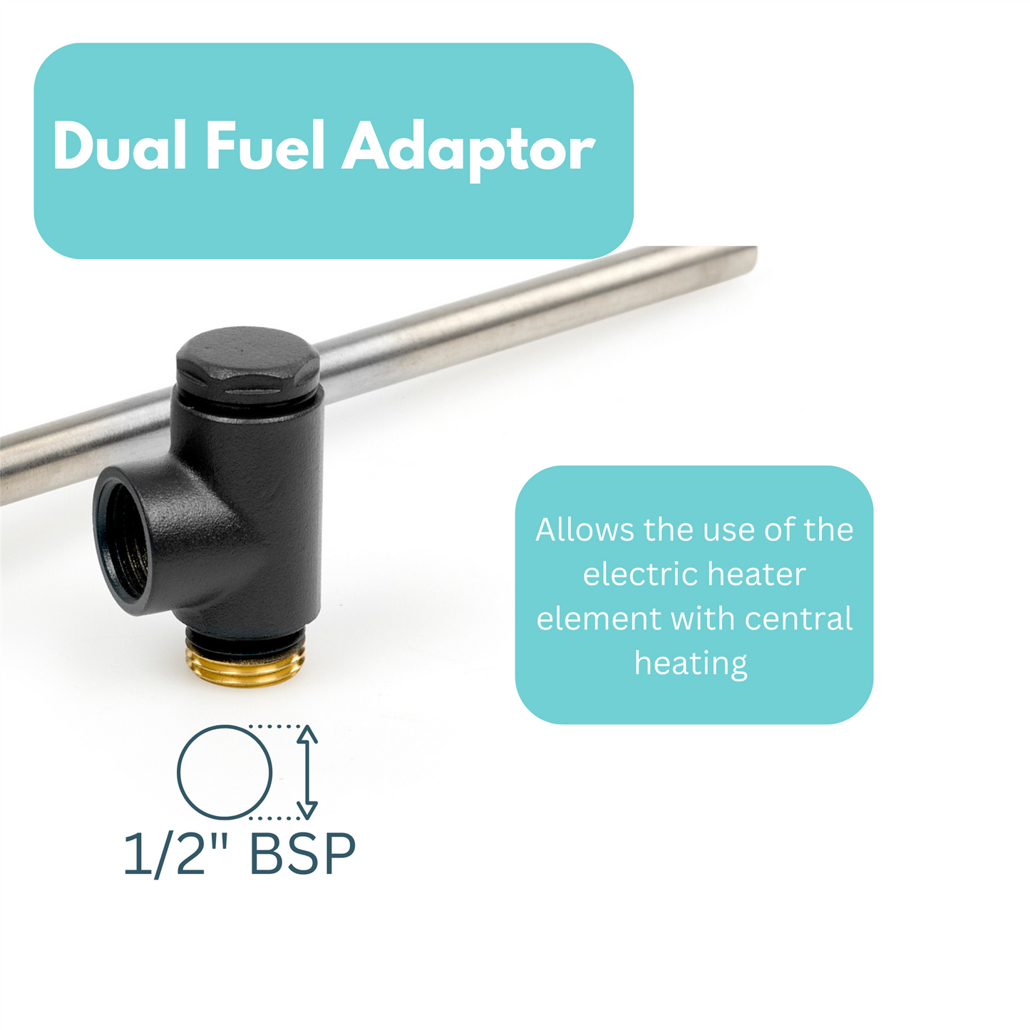 Dual Fuel Kit Thermostatic 600W Towel Rail Heating Element - Anthracite Lava Wholesale - Side Profile
