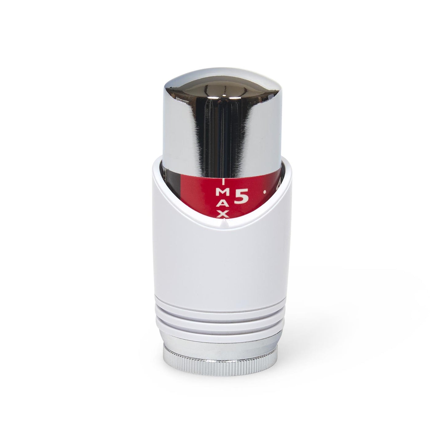 Designer White & Chrome Angled Thermostatic Radiator Valve TRV 15mm with Lockshield ESi - Technical View
