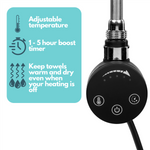 Dual Fuel Kit Thermostatic 600W Towel Rail Heating Element - Black Lava Wholesale - Close Up Detail