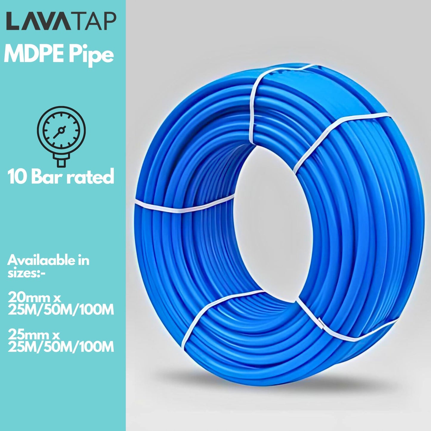 LavaTap 20mm MDPE Pipe Blue 50m Roll