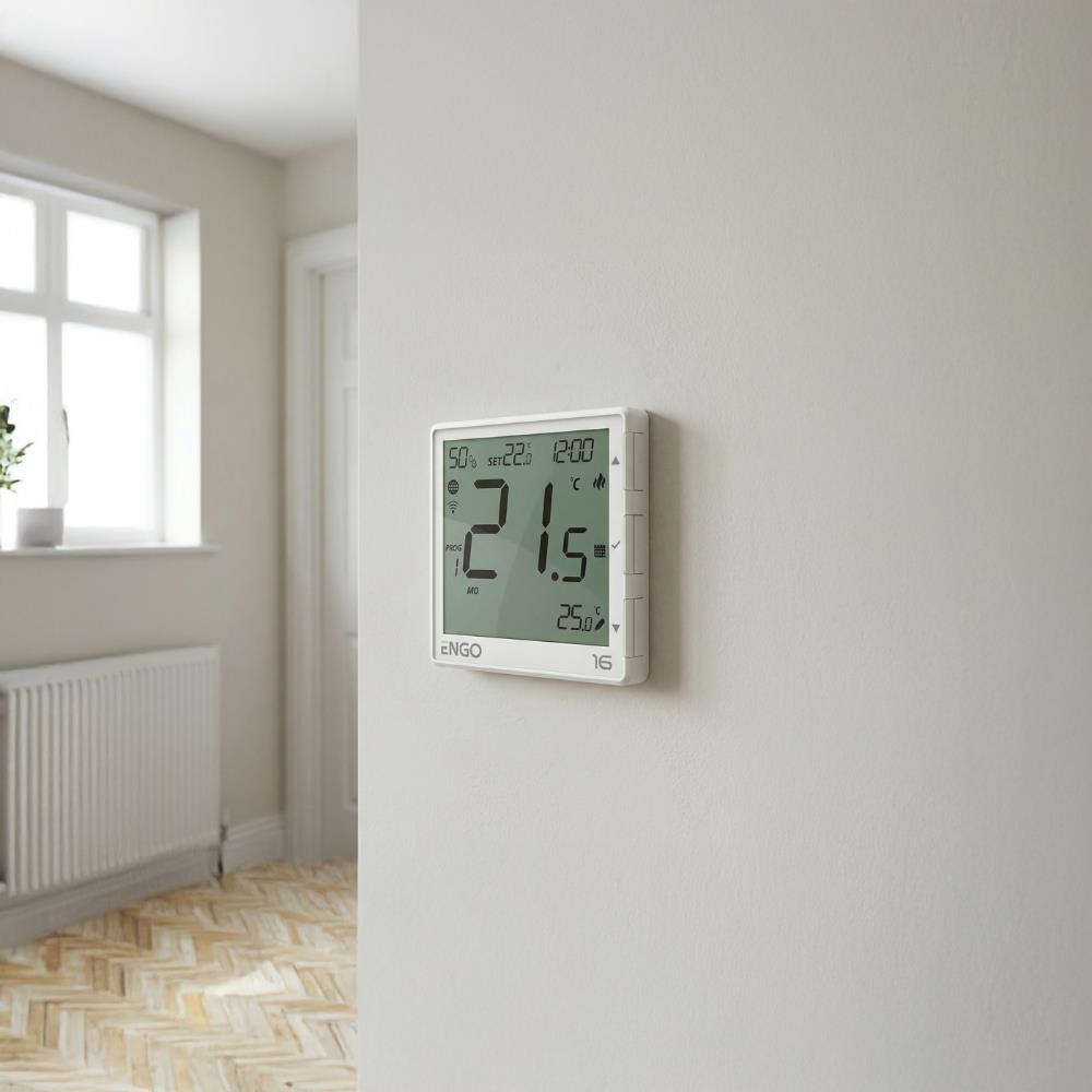 ENGO EONE-16W Wi-Fi Smart Thermostat 16A Relay - White ENGO - Packaging