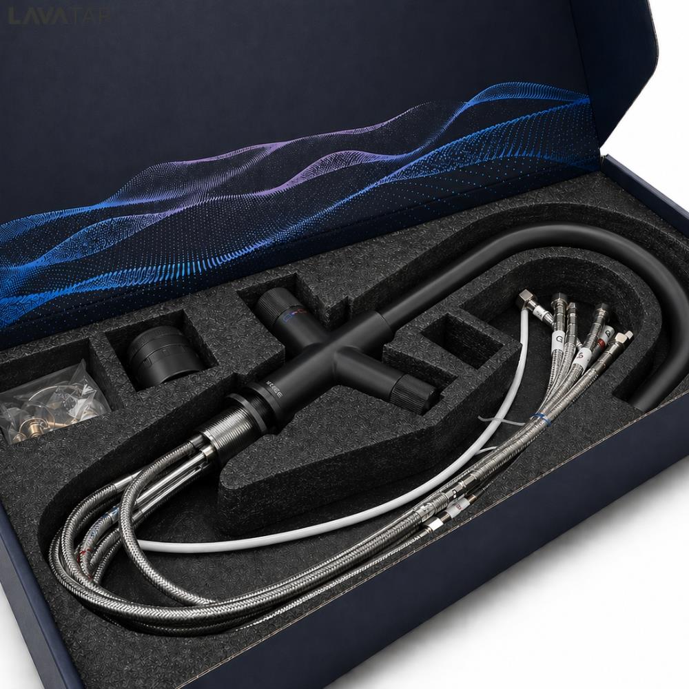 LavaTap 4 in 1 Boiling Water Tap Swan Neck Instant Hot Water Kitchen Mixer Tap Only - Black LavaTap